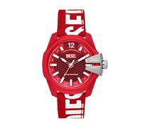 Diesel Reloj para hombre Baby Chief, movimiento solar de tres agujas, caja de aceite de ricino rojo de 43 mm con correa de PU de base biológica, DZ4619