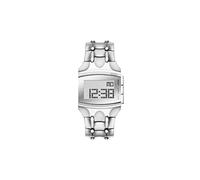 Diesel Reloj para hombre Croco Digi, movimiento LCD, caja de acero inoxidable plateado de 33 mm con correa de acero inoxidable, DZ2155