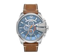 Diesel Reloj para hombre Mega Chief, movimiento cronógrafo, caja de 51 mm de acero inoxidable negro con correa de acero inoxidable, DZ4485
