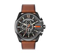 Diesel Reloj para hombre Mega Chief, movimiento cronógrafo, caja de 51 mm de acero inoxidable negro con correa de acero inoxidable, DZ4485