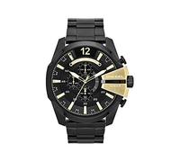 Diesel Reloj para hombre Mega Chief, movimiento cronógrafo, caja de 51mm de acero inoxidable negro con correa de acero inoxidable, DZ4338