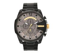 Diesel Reloj para hombre Mega Chief, movimiento cronógrafo de cuarzo, caja de acero inoxidable plateado de 59 mm con correa de acero inoxidable, DZ4308