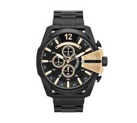 Diesel Reloj para hombre Mega Chief, movimiento cronógrafo de cuarzo, caja de acero inoxidable plateado de 59 mm con correa de acero inoxidable, DZ4308