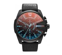 Diesel Reloj para hombre Mega Chief, movimiento cronógrafo de cuarzo, caja de acero inoxidable plateado de 59 mm con correa de acero inoxidable, DZ4308