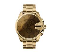 Diesel Reloj para hombre Mega Chief, movimiento cronógrafo de cuarzo, caja de acero inoxidable plateado de 59 mm con correa de acero inoxidable, DZ4308