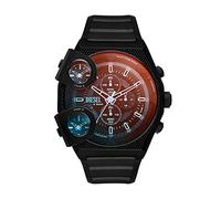 Diesel Reloj para hombre Sideshow, movimiento de cuarzo de dos agujas, caja de acero inoxidable negro de 51MM con correa de silicona, DZ7474