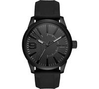 Diesel Reloj RASP para hombre, Movimiento de cuarzo a tres agujas con correa de silicona, acero inoxidable o piel, Negro, 46 mm
