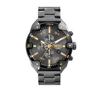 Diesel Reloj Spiked para Hombre, Movimiento cronógrafo de Cuarzo con Correa de Acero Inoxidable, GrisOscuro