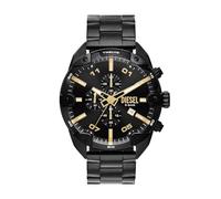 Diesel reloj Spiked para hombre, movimiento cronógrafo de cuarzo con correa de acero inoxidable, Negro y tono dorado