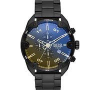Diesel reloj Spiked para hombre, movimiento cronógrafo de cuarzo con correa de acero inoxidable, Negro y azul