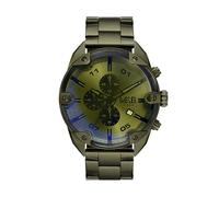 Diesel Reloj Spiked para Hombre, Movimiento cronógrafo de Cuarzo con Correa de Acero Inoxidable, Verde Bosque