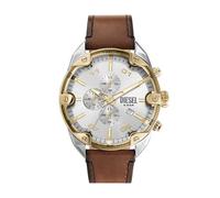 Diesel Reloj Spiked para Hombre, Movimiento cronógrafo de Cuarzo con Correa de Piel