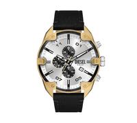 Diesel Reloj Analógico para Hombres de Cuarzo con Correa en Cuero DZ4671, Tono Oro y Plata, 49MM