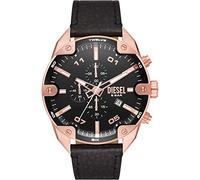 Diesel Reloj Spiked para Hombre, Movimiento cronógrafo de Cuarzo con Correa de Piel