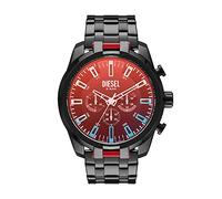 Diesel Reloj SPLIT para Hombre, Movimiento cronógrafo de cuarzo con correa de silicona, acero inoxidable o piel, 51 mm, Gris oscuro y espectro