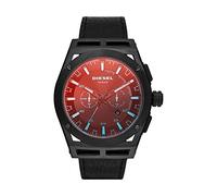 Diesel Reloj Timeframe para hombre, Movimiento cronógrafo de cuarzo con correa de silicona, acero o piel, 48 mm, Negro y rojo