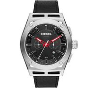Diesel Reloj Timeframe para hombre, Movimiento cronógrafo de cuarzo con correa de silicona, acero o piel, 48 mm, Negro y tono plata