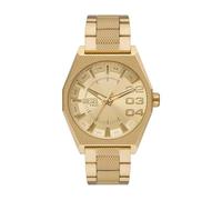 Diesel Scraper reloj para Hombre, movimiento de cuarzo con fecha a tres agujas y correa de acero o piel, 43 mm, Tono Oro