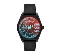 Diesel Scraper reloj para Hombre, movimiento de cuarzo con fecha a tres agujas y correa de acero o piel, 43 mm, Negro y espectro