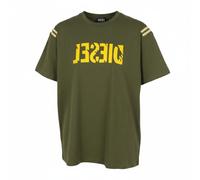 Diesel T-Just-Rib Camiseta Hombre XL Caqui Verde Algodón Cuello Redondo