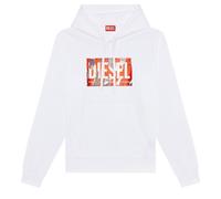 Diesel Torn Logo White Hoodie