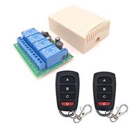 DieseRC DC 12V 24V 4CH Interruptor de control remoto inalámbrico, DC 6-30V 10A 4 canales 433Mhz Receptor de relé de radiofrecuencia con 2 transmisores de RF, para luces, puerta de garaje, motor, toldo
