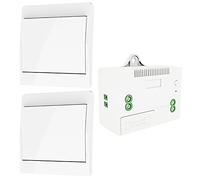 DieseRC Interruptor de luz inalámbrico autogenerado, interruptor de radiofrecuencia y receptor de relé, controlador con fusible, interruptor cinético sin batería (Kit 2 vias 1 llave)