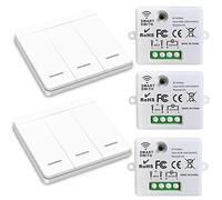 DieseRC Interruptor de luz inalámbrico, interruptor de seguridad del transmisor de RF y controlador del receptor 10A, fácil instalación para lámpara de hasta 1500W