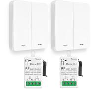 DieseRC Interruptor de Luz Inalámbrico, Interruptor Transmisor RF Para Panel Mural de 86 y Controlador Receptor de Relé de 10 A, para Luces de Hasta 1500 W