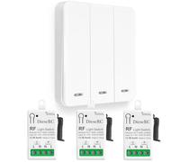 DieseRC Interruptor de Luz Inalámbrico, Interruptor Transmisor RF Para Panel Mural de 86 y Controlador Receptor de Relé de 10 A, para Luces de Hasta 1500 W