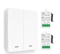 DieseRC Interruptor de Luz Inalámbrico, Interruptor Transmisor RF Para Panel Mural de 86 y Controlador Receptor de Relé de 10 A, para Luces de Hasta 1500 W