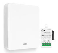 DieseRC Interruptor de Luz Inalámbrico, Interruptor Transmisor RF Para Panel Mural de 86 y Controlador Receptor de Relé de 10 A, para Luces de Hasta 1500 W