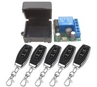 DieseRC Interruptor de Mando a Distancia Inalámbrico 433Mhz 5V 12V 24V Receptor de Relé de Control de Radio de 1 Canal con 5 Transmisores Controlador de Relé de Contactos sin Potencial