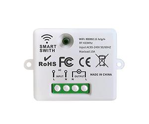 DieseRC Mini interruptor inalámbrico WiFi, receptor de control remoto de relé RF de 2500 W 10 A, control inteligente por teléfono a través de la aplicación Tuya, compatible con Alexa/Google Home