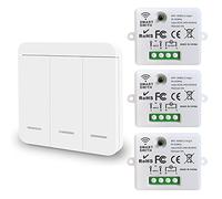 DieseRC Mini Interruptor WiFi, Control Remoto de Relé RF 3 Receptores con 1 Interruptor de Pared Inalámbrico, Control Inteligente por Teléfono a través de la Aplicación Tuya, Alexa/Google Home