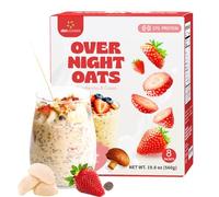 DIET COOKER Mushroom Overnight Oats, 27 g de proteína y sabor a fresa, batido de avena con alto contenido de proteínas y alto contenido de proteínas sin gluten con semillas de chía, hongo melena de