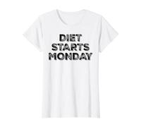 Diet Starts Monday Camiseta gráfica económica, Mujer, Blanco, XS