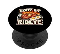 Dieta carnívora Body by Ribeye, cetogénica, para Amantes de la Carne, Gimnasio PopSockets PopGrip Adhesivo