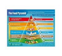 Dietary Guide Food Pyramid Educational Chart Science Wall Art for Gym Office Classroom Decor Health Wellness Poster(Unframed,12X18inch(30X45cm))