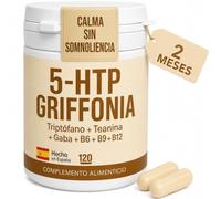 DIETÉTICA EUROPEA 5-HTP con Triptófano y GABA - Mejora Estado de Ánimo | 200mg de Griffonia, Teanina, Serotonina Natural, No Perturba el Sueño, 120 Cápsulas