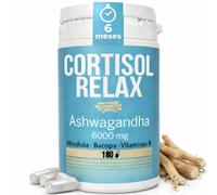 DIETETICA EUROPEA Cortisol RELAX 6 meses - bajar cortisol y estres y ansiedad sin perder energía - ashwagandha y rhodiola + bacopa monnieri - anti estres natural 180 Cápsulas