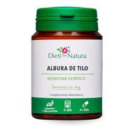 Dieti Natura 200 Cápsulas de Albura de tilo - 2480mg extracto 4:1 - Rica en Activos Naturales - Detoxificación hepática - Promueve la Digestión - Garantía Sin OGM (200 Cápsulas)