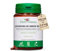 Dieti Natura Levadura de Arroz Rojo 200 Cápsulas para Reducir Colesterol - 2,9mg de Monacolina K para Bajar el Colesterol - Levadura Arroz Rojo para Salud Cardiovascular - Potente Antioxidante