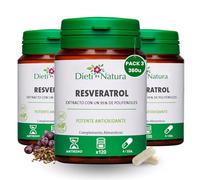 Dieti Natura Trans-Resveratrol 360 Cápsulas de Origen Vegetal - Resveratrol Antioxidante y Antiedad - Extraído de la Piel de Uvas Rojas con Polifenoles Naturales - Antioxidante Potente