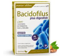 Dietmed - Bacidofilus Plus Digestive - 60 Cápsulas - Simbiótico con Fermentos Probióticos 14 Estirpes + FOS Prebiótico - Té Verde 70% EGCG - Cúrcuma - Con Vitaminas (Niacina, Vit A, B2 y Biotina)