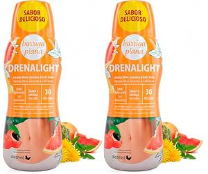 DietMed Drenalight Barriga Plana - Solución Oral 600 ml - Naranja Roja Moro 400 MG - Guaraná 300 MG y Café Verde 300 MG - Ortosifón y Extractos Vegetales - Preparado para 30 Días (Paquete de 2)