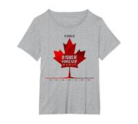 Diez años de Maple Leaf Magic Canada Regalo de cumpleaños Camiseta, Mujer Tallas Grandes, Gris Jaspeado, 4XL Grande