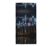 DIEzig Aerial Night Of View Hong Kong Fashion - Toalla de baño larga estampada para piscina, vacaciones junto al mar