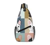 DIEzig Bolsa cruzada con estampado de bulldog francés en diagonal, para hombres y mujeres, bolsa de hombro cruzada, bolsa de viaje, senderismo, mochila de día, Black, Talla única