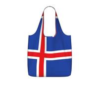 DIEzig Bolsa de mano plegable impresa con la bandera de Islandia para compras, bolsa de comestibles reutilizable, bolsa de viaje ligera y compacta